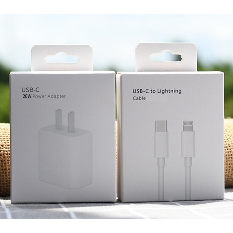 PD 20W Single USB-C / Type-C Port Travel Charger + 3A PD3.0 USB-C / Type-C to 8 Pin Fast Charge Data Cable Set, US Plug 1.5m - USB Charger by PMC Jewellery | Online Shopping South Africa | PMC Jewellery