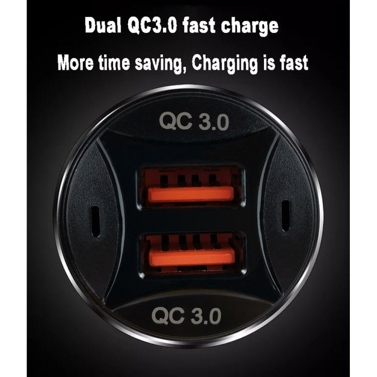 TE-092 36W Dual QC3.0 USB Fast Car Charger + USB to Micro USB Data Cable Set(White) - Car Charger by PMC TechLife | Online Shopping South Africa | PMC TechLife