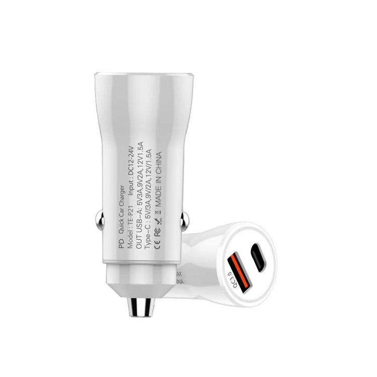 P21 Portable PD 20W + QC 3.0 18W Dual Ports Fast Car Charger(Black) - Car Charger by PMC TechLife | Online Shopping South Africa | PMC TechLife