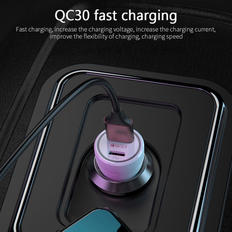 P21 PD 20W USB-C / Type-C + QC3.0 18W USB Fast Car Charger with USB to 8 Pin Data Cable Set(Black) - Car Charger by PMC TechLife | Online Shopping South Africa | PMC TechLife
