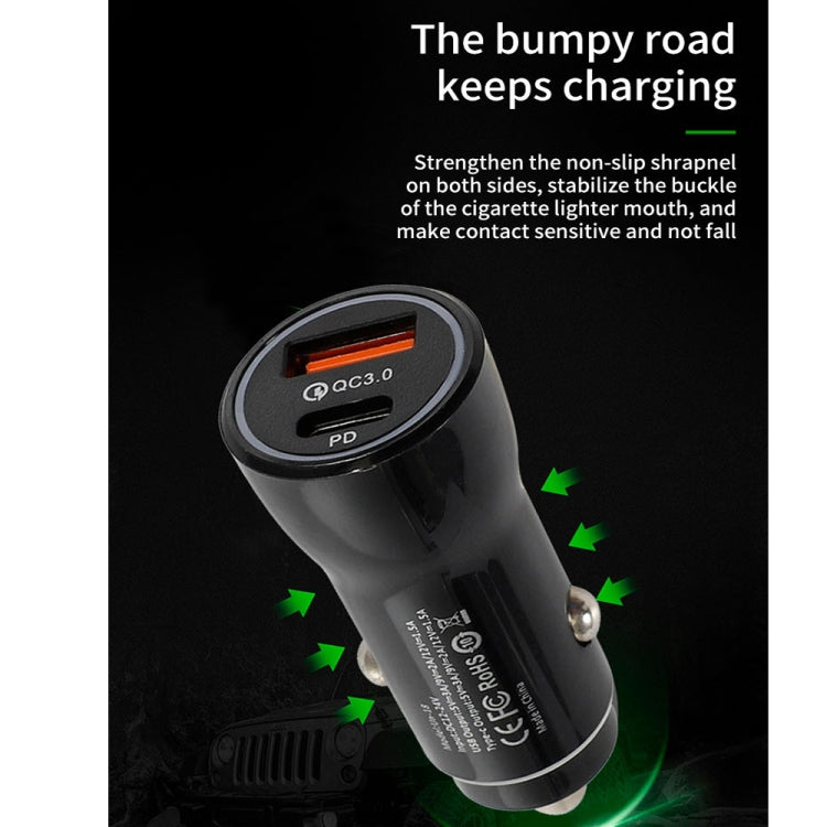 P21 PD 20W USB-C / Type-C + QC3.0 18W USB Fast Car Charger with USB-C / Type-C to 8 Pin Data Cable Set(Black) - Car Charger by PMC TechLife | Online Shopping South Africa | PMC TechLife