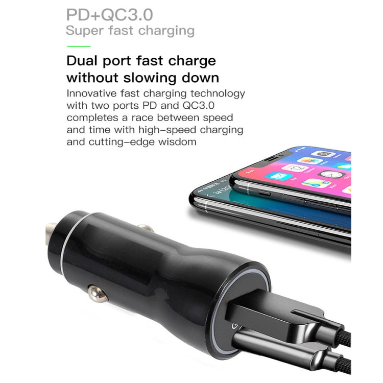 P21 PD 20W USB-C / Type-C + QC3.0 18W USB Fast Car Charger with USB-C / Type-C to 8 Pin Data Cable Set(White) - Car Charger by PMC Jewellery | Online Shopping South Africa | PMC Jewellery