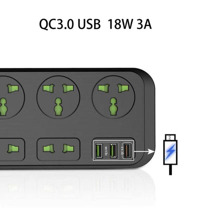 T17 3000W High-power 24-hour Smart Timing Socket QC3.0 USB Fast Charging Power Strip Socket , Cable Length: 2m, UK Plug(Black) - USB Receptacles by PMC Jewellery | Online Shopping South Africa | PMC Jewellery