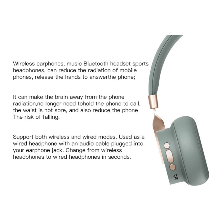 P3 Wireless 5.0 Super Bass HIFI Stereo Gaming Headset with Microphone, Support TF / FM / AUX(Green) - Headset & Headphone by PMC TechLife | Online Shopping South Africa | PMC TechLife