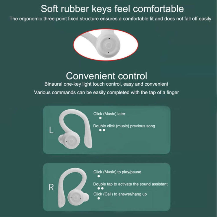 T20 TWS Bluetooth Hooks Wireless Sports Headphones with Charging Box IPX6 Waterproof Noise-cancelling Earphones(Green) - Bluetooth Earphone by PMC TechLife | Online Shopping South Africa | PMC TechLife