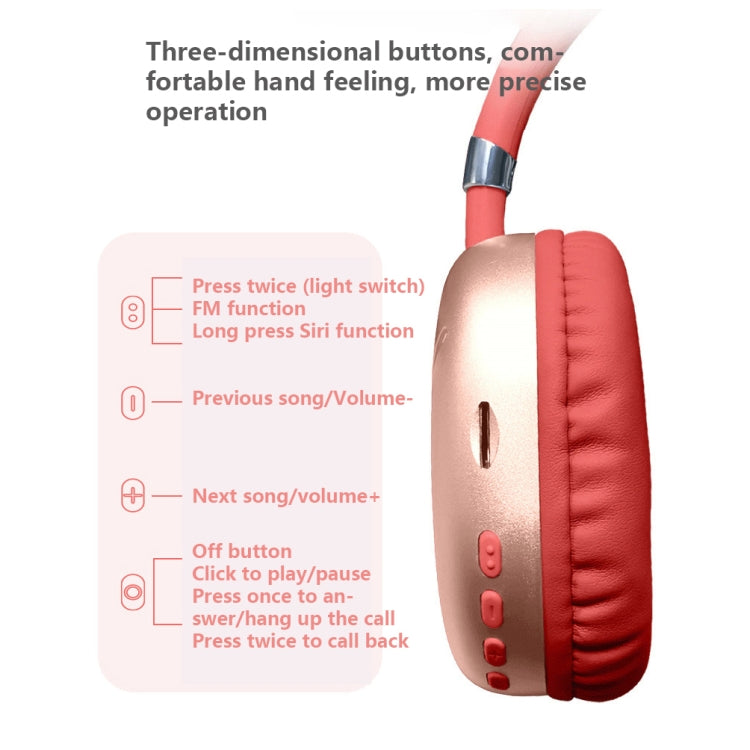 AKZ MAX10 Head-mounted RGB Wireless Bluetooth Music Headset With Microphone, Supports TF Card(Red) - Headset & Headphone by PMC TechLife | Online Shopping South Africa | PMC TechLife