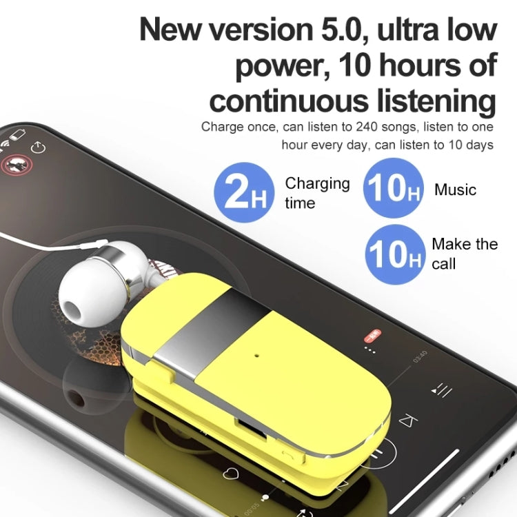 K53 Stereo Wireless Bluetooth Headset Calls Remind Vibration Wear-Clip Driver Auriculares Earphone For Phone(Yellow) - Bluetooth Earphone by PMC Jewellery | Online Shopping South Africa | PMC Jewellery