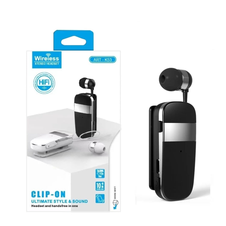 K53 Stereo Wireless Bluetooth Headset Calls Remind Vibration Wear-Clip Driver Auriculares Earphone For Phone(White) - Bluetooth Earphone by PMC TechLife | Online Shopping South Africa | PMC TechLife