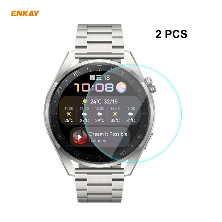 2 PCS For Huawei WATCH 3 Pro 48mm ENKAY Hat-Prince 0.2mm 9H 2.15D Curved Edge Tempered Glass Screen Protector Watch Film - Screen Protector by ENKAY | Online Shopping South Africa | PMC TechLife | Buy Now Pay Later Mobicred