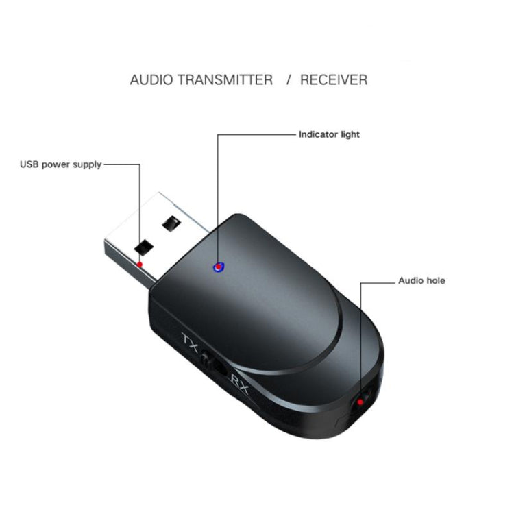 KN330 2 in 1 USB Bluetooth 5.0 Adapter Wireless Receiver Transmitter for Computer TV Car - Audio Receiver Transmitter by PMC Jewellery | Online Shopping South Africa | PMC Jewellery