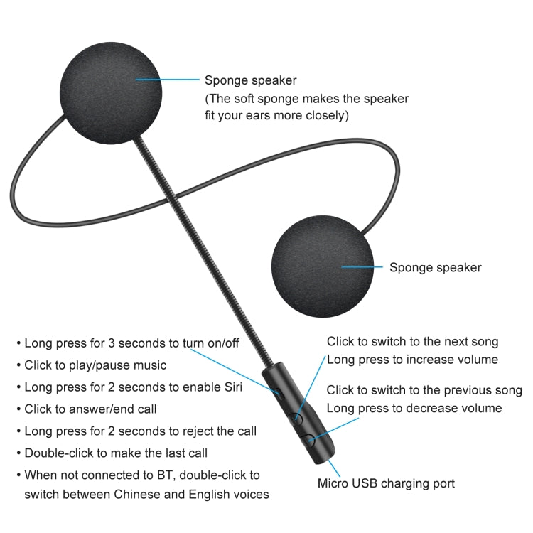 T4 Motorcycle Helmet Bluetooth Headsets BT 5.0 Stereo Automatically Connect to Support SIRI - Motorcycle Walkie Talkie by PMC Jewellery | Online Shopping South Africa | PMC Jewellery