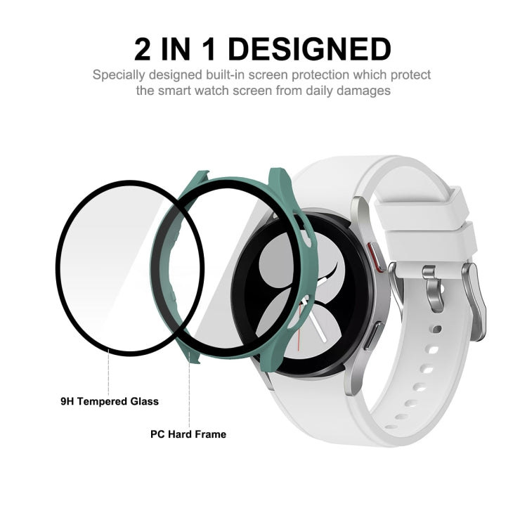 ENKAY Hat-Prince Full Coverage PC Frame + Tempered Glass Protector Composite Case for Samsung Galaxy Watch4 40mm(Silver) - Watch Cases by ENKAY | Online Shopping South Africa | PMC TechLife | Buy Now Pay Later Mobicred