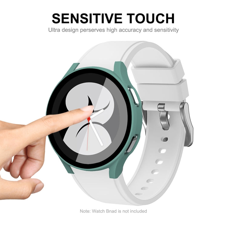 ENKAY Hat-Prince Full Coverage PC Frame + Tempered Glass Protector Composite Case for Samsung Galaxy Watch4 40mm(Silver) - Watch Cases by ENKAY | Online Shopping South Africa | PMC TechLife | Buy Now Pay Later Mobicred
