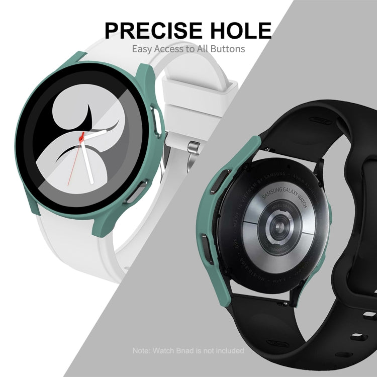 ENKAY Hat-Prince Full Coverage PC Frame + Tempered Glass Protector Composite Case for Samsung Galaxy Watch4 44mm(Dark Blue) - Watch Cases by ENKAY | Online Shopping South Africa | PMC TechLife | Buy Now Pay Later Mobicred