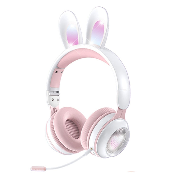 KE-01 Rabbit Ear Wireless Bluetooth 5.0 Stereo Music Foldable Headset with Mic For PC(White Pink) - Headset & Headphone by PMC Jewellery | Online Shopping South Africa | PMC Jewellery