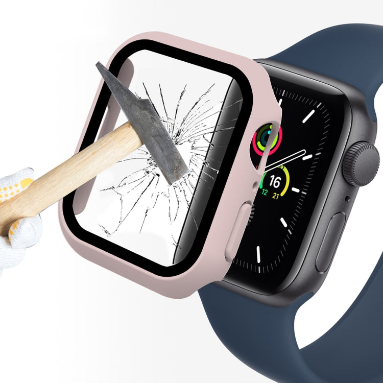 ENKAY Hat-Prince 2 in 1 PC Frame + 9H Tempered Glass Protector Full Coverage Case For Apple Watch Series 8 / 7 45mm(Pink) - Watch Cases by ENKAY | Online Shopping South Africa | PMC TechLife | Buy Now Pay Later Mobicred