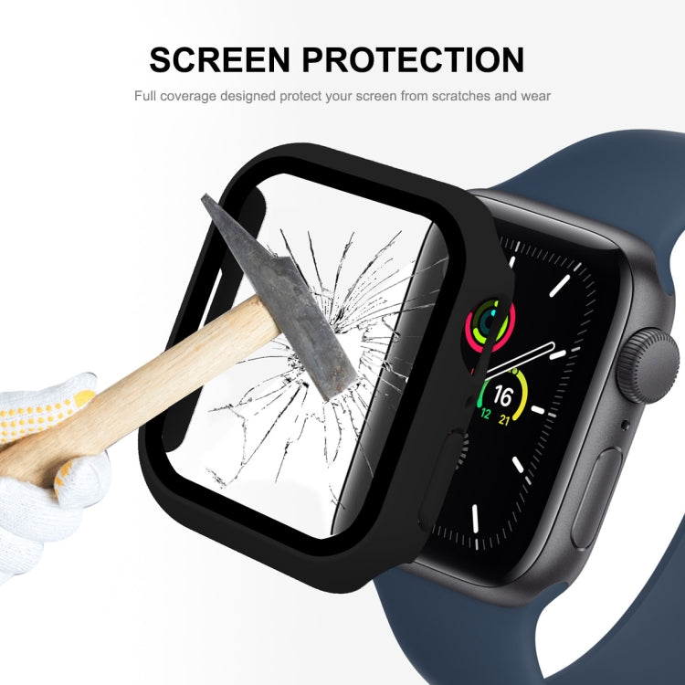 ENKAY Hat-Prince 2 in 1 PC Frame + 9H Tempered Glass Protector Full Coverage Case For Apple Watch Series 8 / 7 45mm(Black) - Watch Cases by ENKAY | Online Shopping South Africa | PMC TechLife | Buy Now Pay Later Mobicred