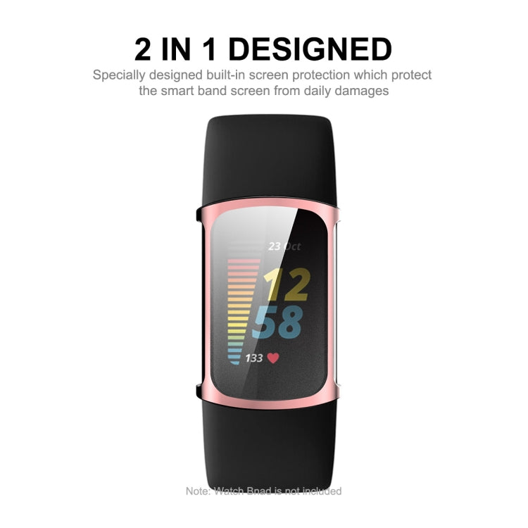 For Fitbit Charge 5/ Charge 6 ENKAY Hat-Prince Full Coverage Electroplated Soft TPU Case Scratch Resistant Cover(Rose Gold) - free shipping - PMC TechLife - Order now!