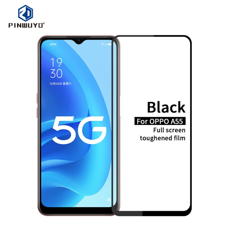 For OPPO A55 5G PINWUYO 9H 2.5D Full Screen Tempered Glass Film(Black) - OPPO Tempered Glass by PINWUYO | Online Shopping South Africa | PMC TechLife | Buy Now Pay Later Mobicred