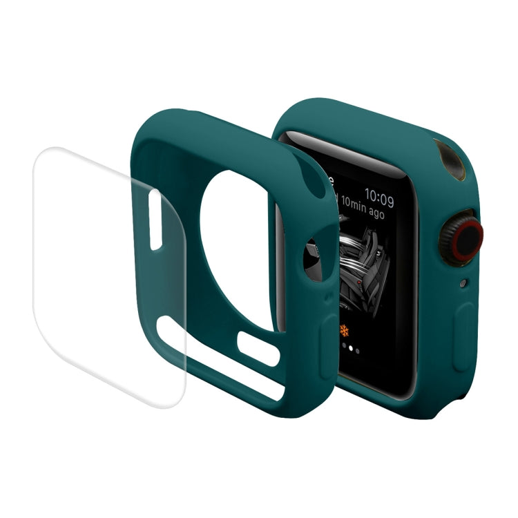 ENKAY Hat-Prince Protective TPU Watch Case + Full Coverage PET Screen Protector Film For Apple Watch Series 8 / 7 45mm(Dark Green) - Watch Cases by ENKAY | Online Shopping South Africa | PMC TechLife | Buy Now Pay Later Mobicred