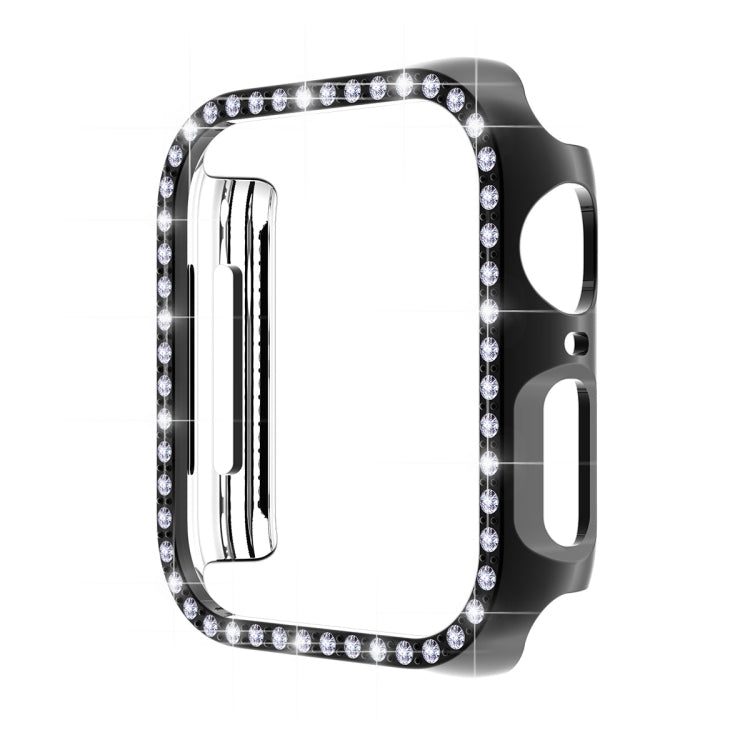 ENKAY Hat-Prince Electroplate PC Diamond Watch Case + Full Coverage Curved PET Screen Protector Film For Apple Watch Series 8 / 7 45mm(Black) - Watch Cases by ENKAY | Online Shopping South Africa | PMC TechLife | Buy Now Pay Later Mobicred