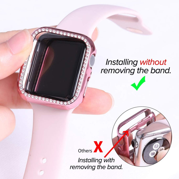 ENKAY Hat-Prince Electroplate PC Diamond Watch Case + Full Coverage Curved PET Screen Protector Film For Apple Watch Series 8 / 7 45mm(Black) - Watch Cases by ENKAY | Online Shopping South Africa | PMC TechLife | Buy Now Pay Later Mobicred