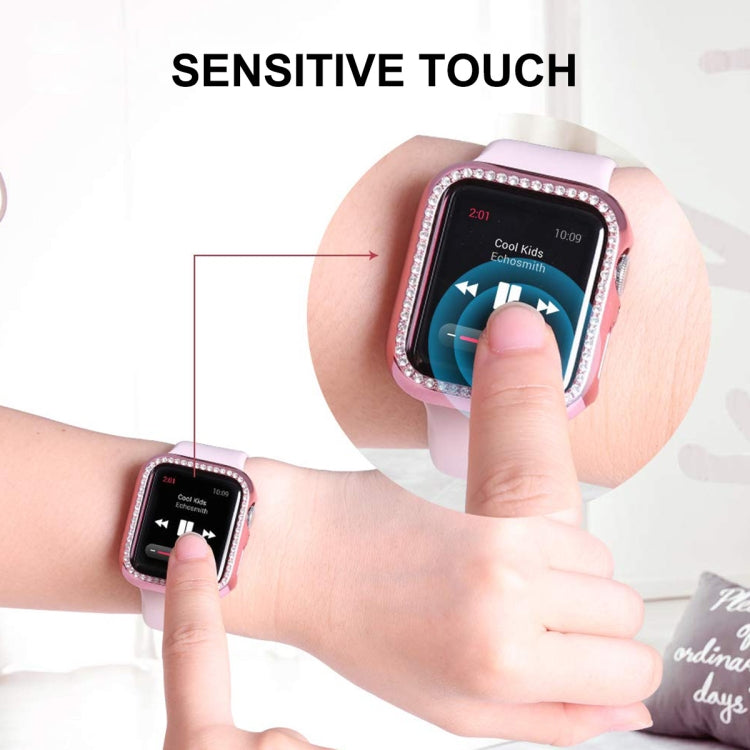 ENKAY Hat-Prince Electroplate PC Diamond Watch Case + Full Coverage Curved PET Screen Protector Film For Apple Watch Series 8 / 7 45mm(Rose Gold) - Watch Cases by ENKAY | Online Shopping South Africa | PMC TechLife | Buy Now Pay Later Mobicred