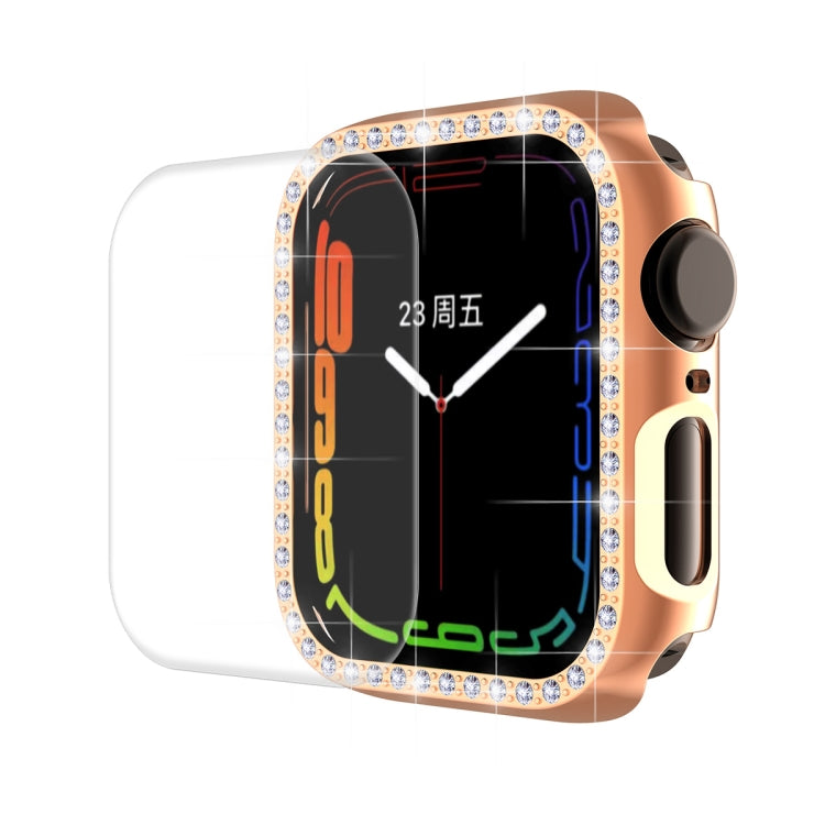 ENKAY Hat-Prince Electroplate PC Diamond Watch Case + Full Coverage Curved PET Screen Protector Film For Apple Watch Series 8 / 7 41mm(Rose Gold) - Watch Cases by ENKAY | Online Shopping South Africa | PMC TechLife | Buy Now Pay Later Mobicred
