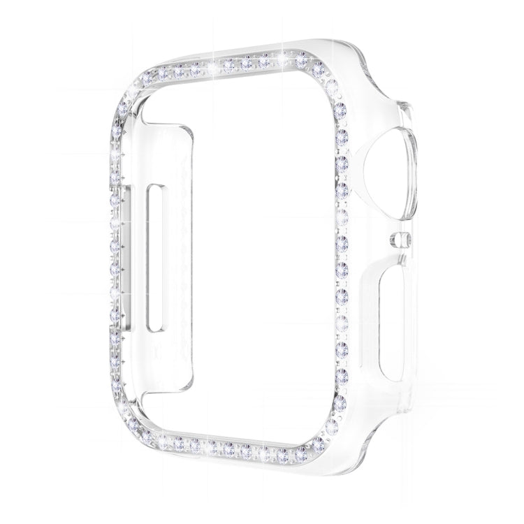 ENKAY Hat-Prince Electroplate PC Diamond Watch Case + Full Coverage Curved PET Screen Protector Film For Apple Watch Series 8 / 7 41mm(Transparent) - Watch Cases by ENKAY | Online Shopping South Africa | PMC TechLife | Buy Now Pay Later Mobicred