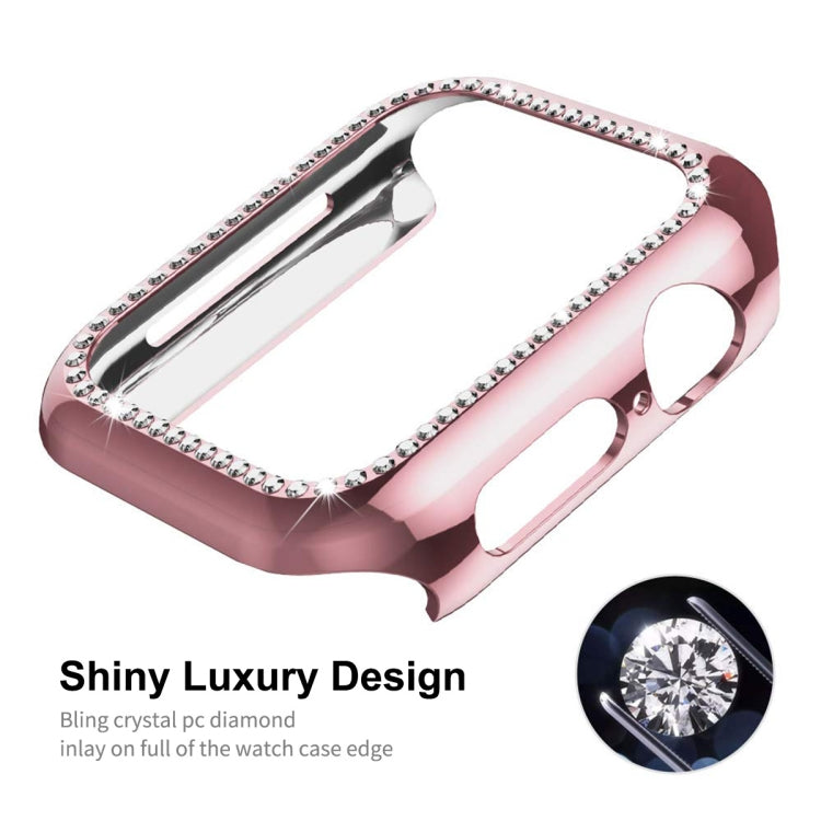 ENKAY Hat-Prince Electroplate PC Diamond Watch Case + Full Coverage Curved PET Screen Protector Film For Apple Watch Series 8 / 7 41mm(Pink) - Watch Cases by ENKAY | Online Shopping South Africa | PMC TechLife | Buy Now Pay Later Mobicred