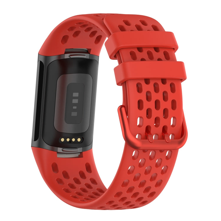 For Fitbit Charge 5 Monochromatic Breathable Silicone Watch Band(Moon White) - Watch Bands by PMC TechLife | Online Shopping South Africa | PMC TechLife | Buy Now Pay Later Mobicred