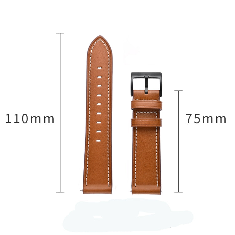 For Huawei Watch GT3 46mm / Watch GT Runner First Layer Leather Sewing Thread Watch Band (Black) - Watch Bands by PMC TechLife | Online Shopping South Africa | PMC TechLife | Buy Now Pay Later Mobicred