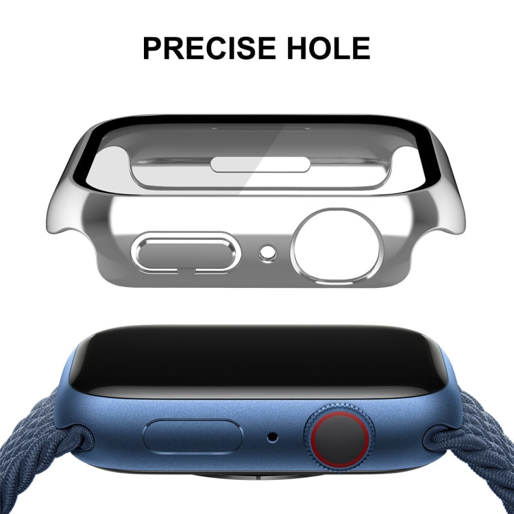 For Apple Watch Series 8 / 7 41mm ENKAY Hat-Prince 2 in 1 PC Frame + 9H Tempered Glass Case(Silver) - Watch Cases by ENKAY | Online Shopping South Africa | PMC TechLife | Buy Now Pay Later Mobicred