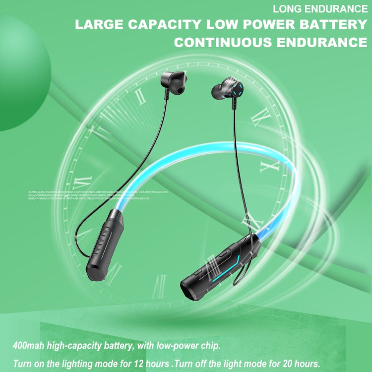JG4 Flashing LED Neck-mounted Stereo Bluetooth Wireless Earphone(Blue) - Neck-mounted Earphone by PMC TechLife | Online Shopping South Africa | PMC TechLife