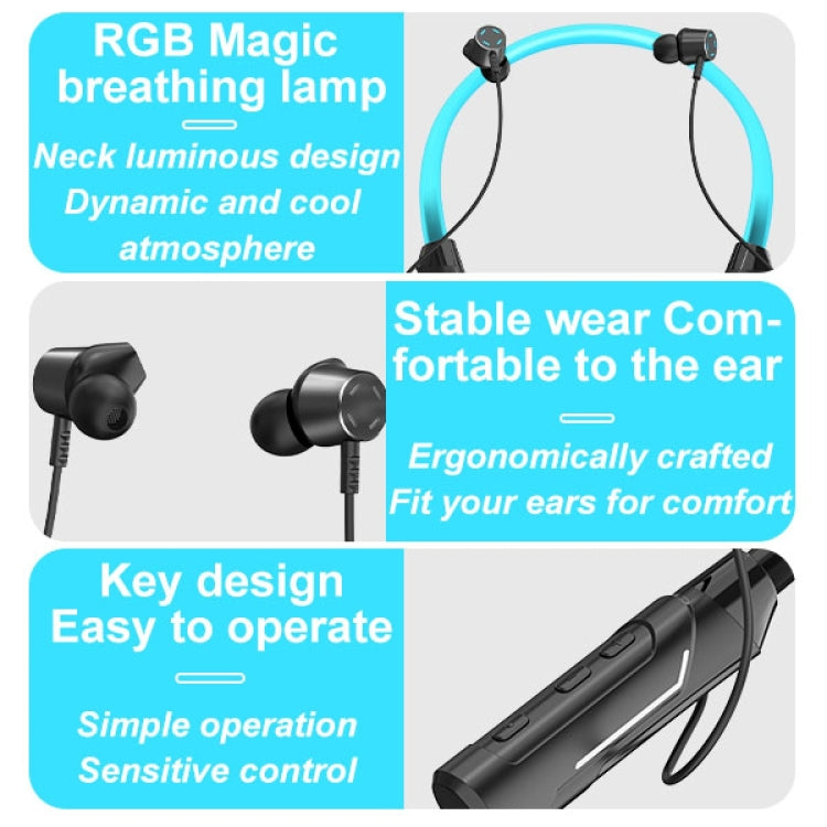 JG4 Flashing LED Neck-mounted Stereo Bluetooth Wireless Earphone(Red) - Neck-mounted Earphone by PMC TechLife | Online Shopping South Africa | PMC TechLife