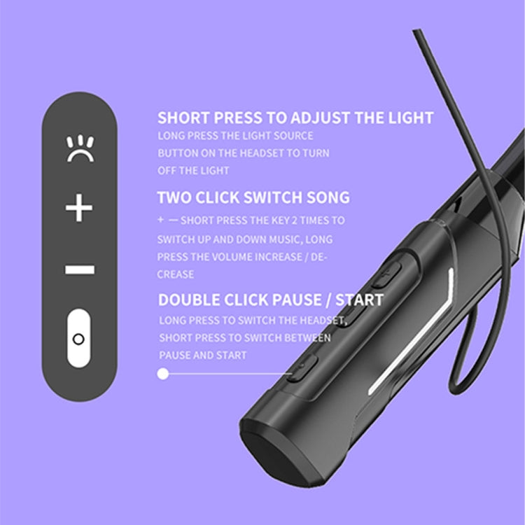 JG4 Flashing LED Neck-mounted Stereo Bluetooth Wireless Earphone(Blue) - Neck-mounted Earphone by PMC TechLife | Online Shopping South Africa | PMC TechLife