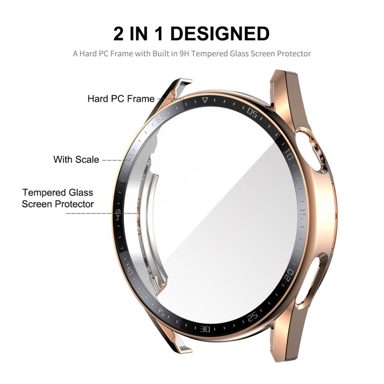 For Huawei Watch GT 3 46mm ENKAY PC Frame + Tempered Glass Protector Case With Scale(Pink) - Watch Cases by ENKAY | Online Shopping South Africa | PMC TechLife | Buy Now Pay Later Mobicred