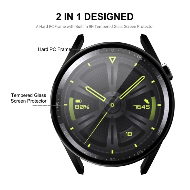 For Huawei Watch GT 3 46mm ENKAY Matte PC Frame + Tempered Glass Protector Case(Dark Blue) - Watch Cases by ENKAY | Online Shopping South Africa | PMC TechLife | Buy Now Pay Later Mobicred