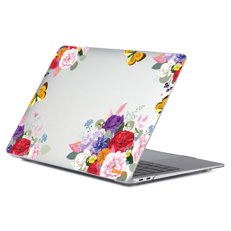 ENKAY Flower Series Pattern Laotop Protective Crystal Case For MacBook Pro 13.3 inch A1706 / A1708 / A1989 / A2159(Rose) - MacBook Pro Cases by ENKAY | Online Shopping South Africa | PMC TechLife | Buy Now Pay Later Mobicred