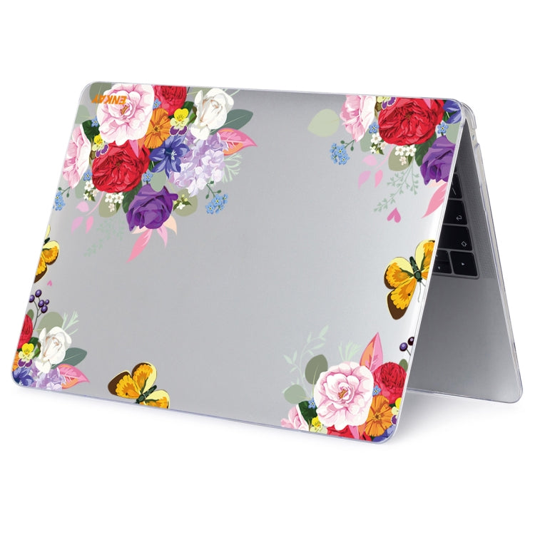 ENKAY Flower Series Pattern Laotop Protective Crystal Case For MacBook Pro 13.3 inch A2251 / A2289 / A2338 2020(Rose) - MacBook Pro Cases by ENKAY | Online Shopping South Africa | PMC TechLife | Buy Now Pay Later Mobicred