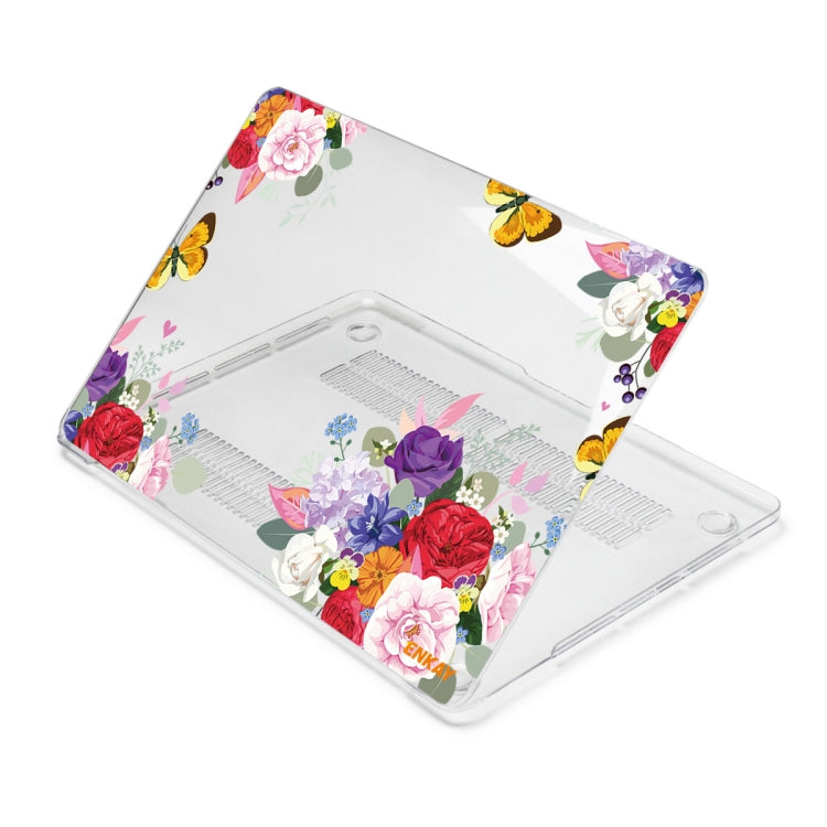 ENKAY Flower Series Pattern Laotop Protective Crystal Case For MacBook Pro 13.3 inch A2251 / A2289 / A2338 2020(Rose) - MacBook Pro Cases by ENKAY | Online Shopping South Africa | PMC TechLife | Buy Now Pay Later Mobicred