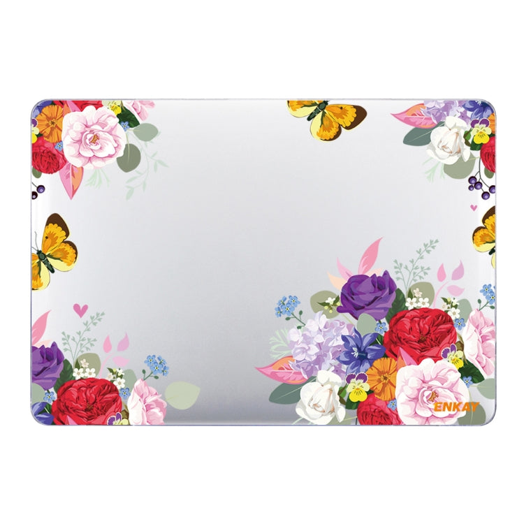 ENKAY Flower Series Pattern Laotop Protective Crystal Case For MacBook Pro 14.2 inch A2442 (2021)(Rose) - MacBook Pro Cases by ENKAY | Online Shopping South Africa | PMC TechLife | Buy Now Pay Later Mobicred