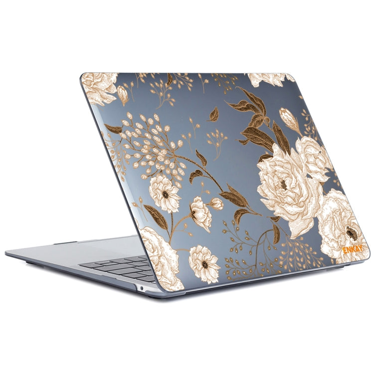 ENKAY Vintage Pattern Series Laotop Protective Crystal Case For MacBook Pro 16 inch A2141(Golden Peony) - MacBook Pro Cases by ENKAY | Online Shopping South Africa | PMC TechLife | Buy Now Pay Later Mobicred