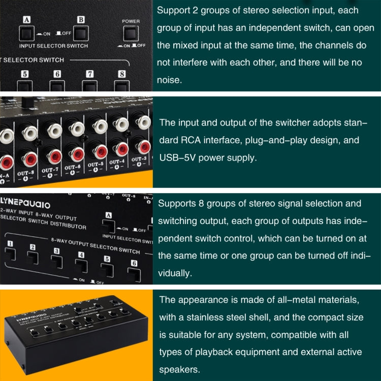 2 In 8 Out RCA Audio Frequency Signal Select Switch Distributor -  by PMC Jewellery | Online Shopping South Africa | PMC Jewellery