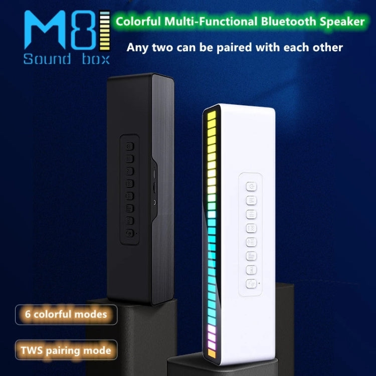 Duosi M8 LED Pickup Rhythm Ambient Light Multi-function TWS Bluetooth Speaker Bar(White) - Desktop Speaker by Duosi | Online Shopping South Africa | PMC TechLife | Buy Now Pay Later Mobicred