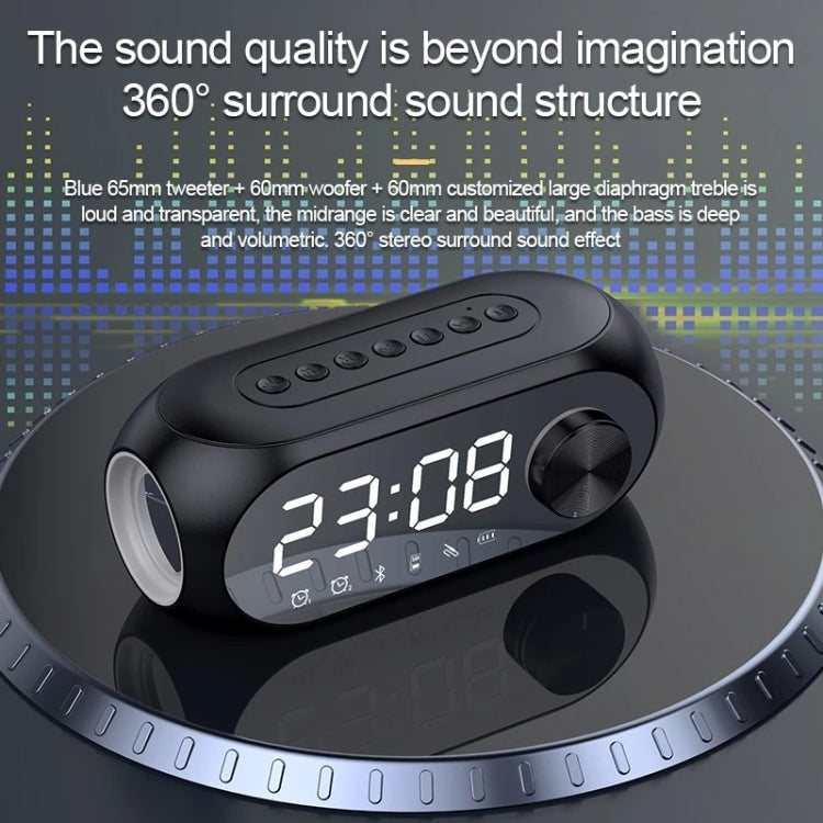 AEC S8 Alarm Clock Bluetooth Speakers with LED Light Support TF / FM(Black) - Desktop Speaker by AEC | Online Shopping South Africa | PMC Jewellery