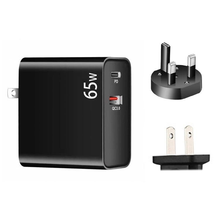 PD-65W USB-C / Type-C + QC3. 0 USB Laptop Charging Adapter + 1.8m USB-C / Type-C to MagSafe 2 / T Head Data Cable, UK Plug / US Plug(Black) - free shipping - PMC TechLife - Order now!