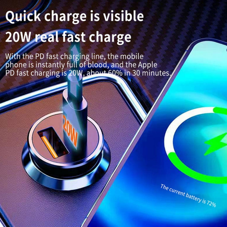 WKN-707 PD 20W USB-C / Type-C + QC 3.0 25W USB Mini Car Charger with USB-C / Type-C to 8 Pin Data Cable, Cable Length: 1m(Black) - Car Charger by PMC TechLife | Online Shopping South Africa | PMC TechLife