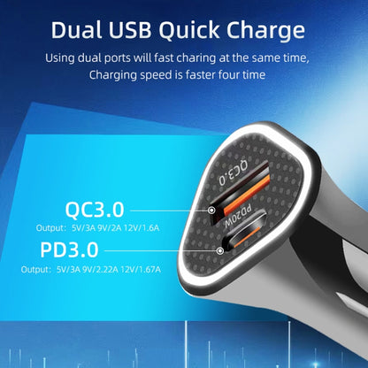 TE-P23 38W PD 20W USB-C / Type-C + QC3. 0 USB Triangle Car Charger + USB to Micro USB Data Cable, Length: 1m(White) - Car Charger by PMC Jewellery | Online Shopping South Africa | PMC Jewellery