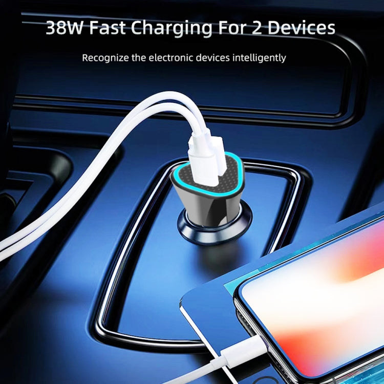 TE-P23 38W PD USB-C / Type-C + QC3. 0 USB Triangle Car Charger + USB-C / Type-C to USB-C / Type-C Data Cable, Length: 1m(Black) - Car Charger by PMC TechLife | Online Shopping South Africa | PMC TechLife